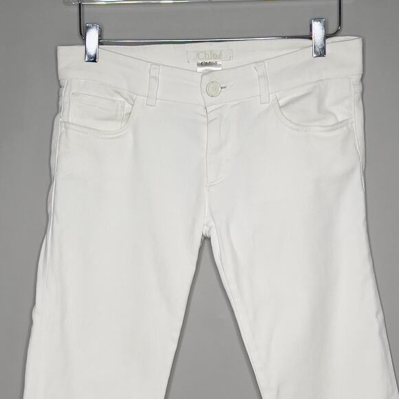 Chloe S White Low Rise Skinny Ankle Denim Jeans - Picture 4 of 10